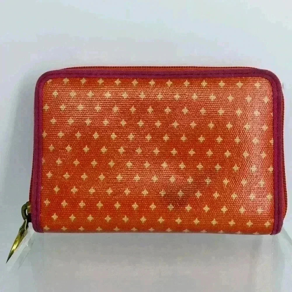 Fossil Women's Wallet Orange Coated Canvas Zip Ar… - image 2